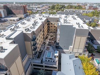 A view of a city from a high vantage point.